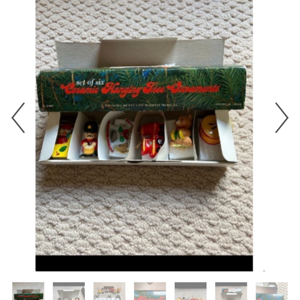 Vintage 1978 Christmas Ornaments Six in Box VGC